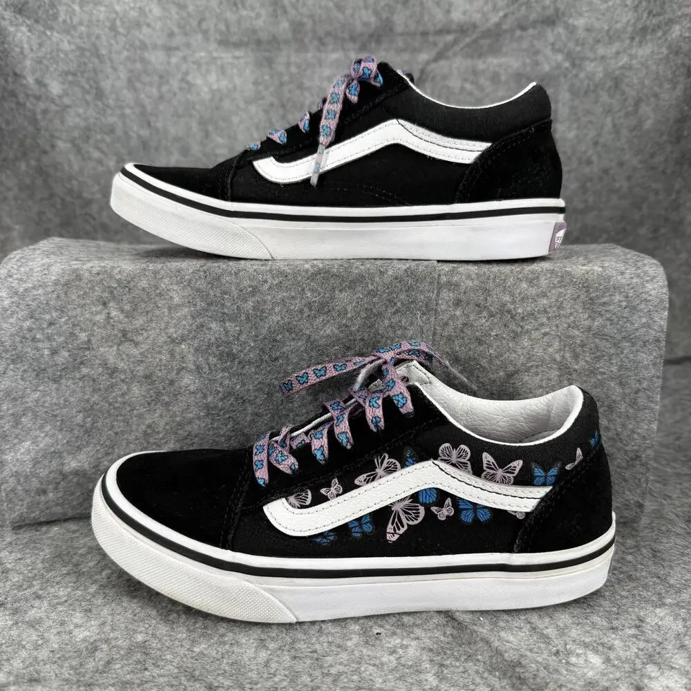 Vans Kids Black Butterfly Low-Top Sneakers with Purple & Blue Accents - Picture 2 of 8